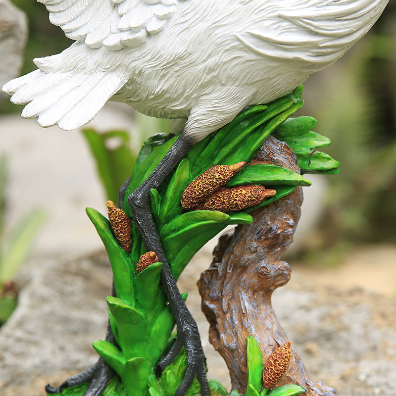 Outdoor Garden Imitation White Egret Fiberglass Ornament Home Courtyard Pool Rockery Resin Sculpture Floor Decoration