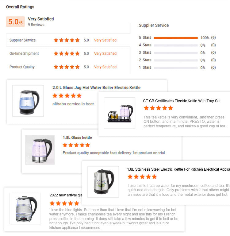 ZHUNE In-stock Glass Electric Kettle Electric Kettle Tea Kettle Water Boiler for Home and Hotel Wholesale1.8L Capacity