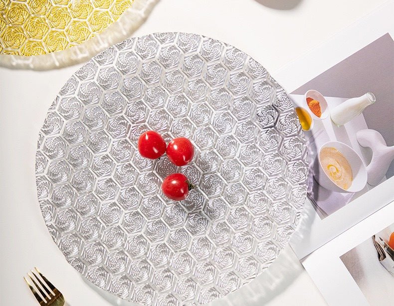 Western-style Glass Dinner Plate charger plate Wedding Banquet Decoration Plate High-Value Fruit Plate13inch pad plate