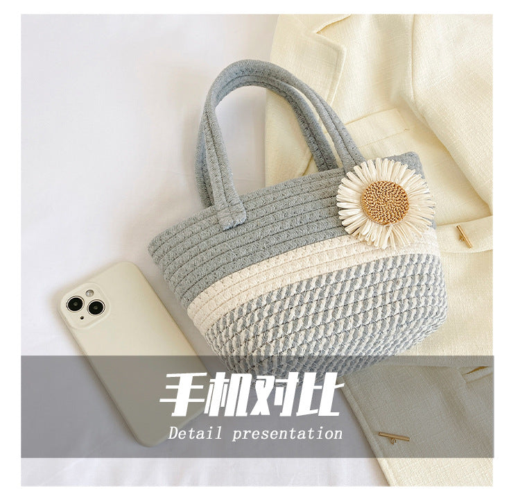 Hand-Woven Bag Women2025New Ethnic Style Straw Bag Forest Style Beach Large Capacity Basket Bag