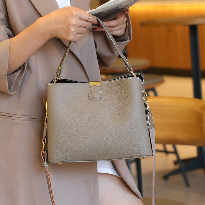 Cross-border Tote Bag for Women2024Summer new soft leather large capacity niche high-end genuine leather single shoulder crossbody bag