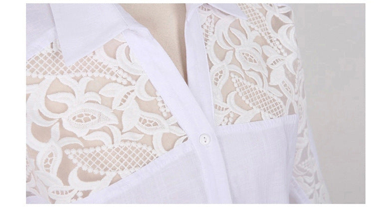 Foreign Trade Southeast Asia Plus Size Fat MM Chiffon Blouse Lace Blouse Loose Five-Quarter Sleeve Short Sleeve Shirt Southeast Asian Style