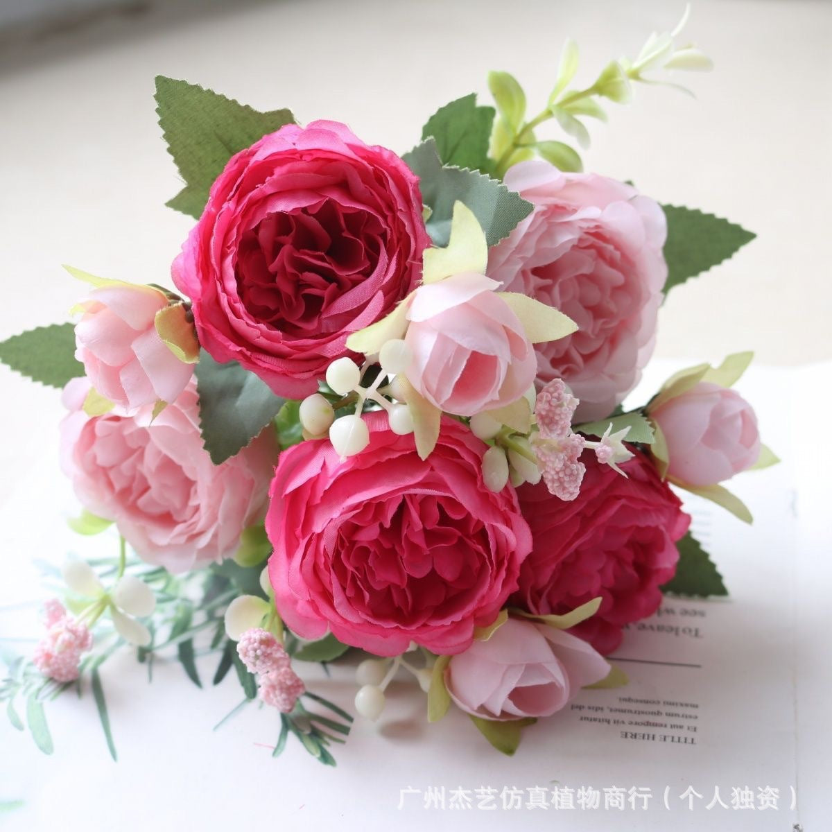 Artificial Bouquet Persian Rose5Head Bouquet Persian Rose Artificial Flower Wedding Arrangement Bride Handheld Flower Furniture Display