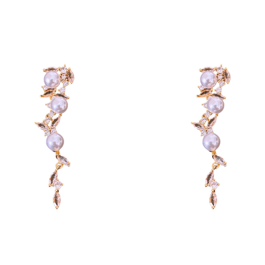 Real Gold Plated Silver Needle Butterfly Pearl Earrings Light Luxury High-end Exquisite Stud Earrings Fashionable Versatile Earrings for Women