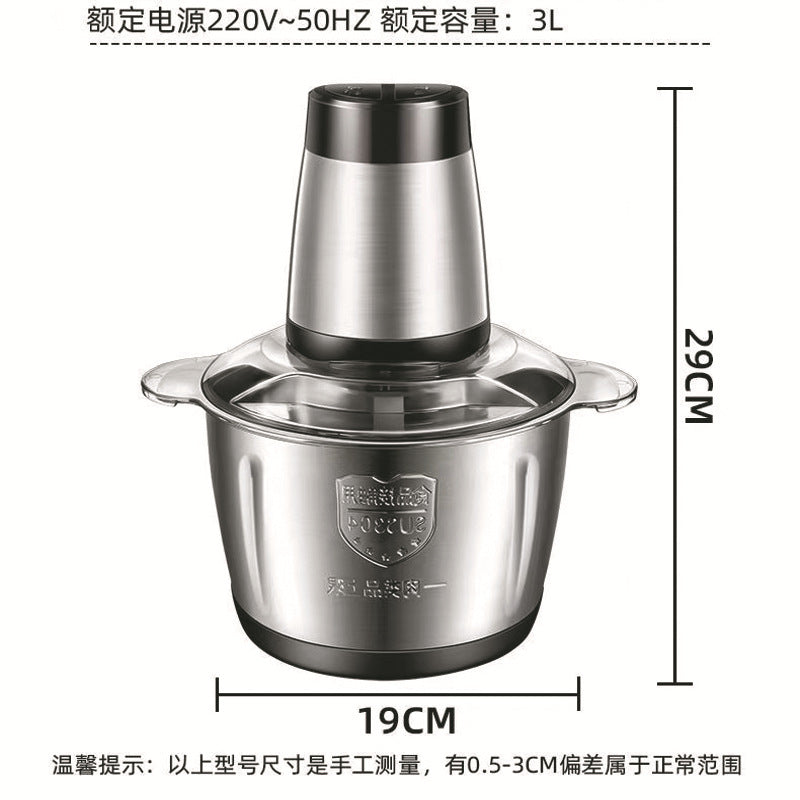 Stainless Steel Kitchen Meat Grinder Household2L Automatic Food Processor Small Meat Grinder 3-Liter Meat and Vegetable Grinder Wholesale
