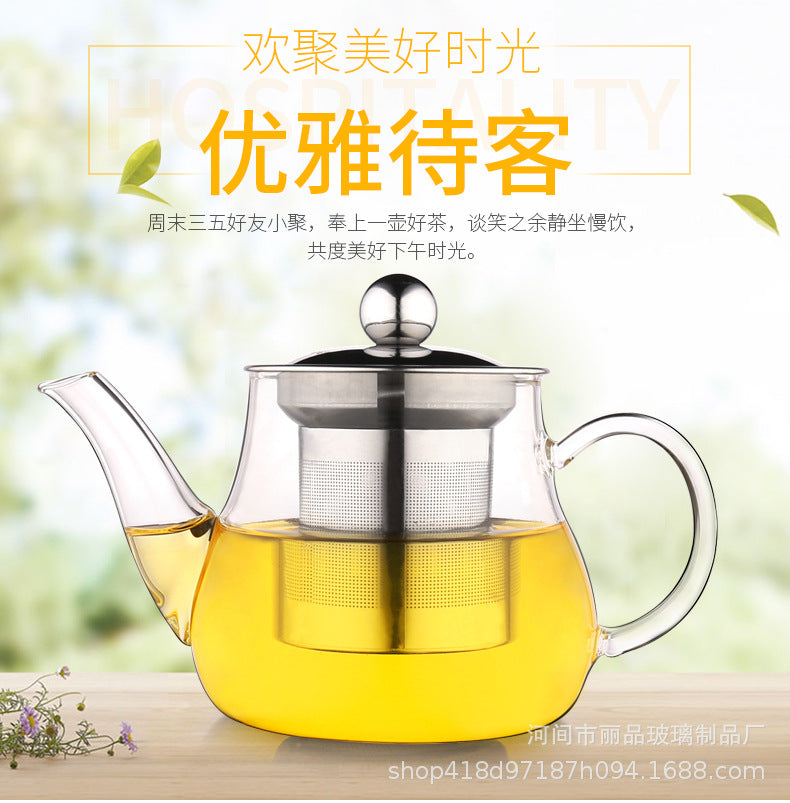 Manufacturer Wholesale Glass Teapot Stainless Steel Filter Inner Liner Flower Tea Brewing Teapot Electric Ceramic Stove Heating Tea Kettle
