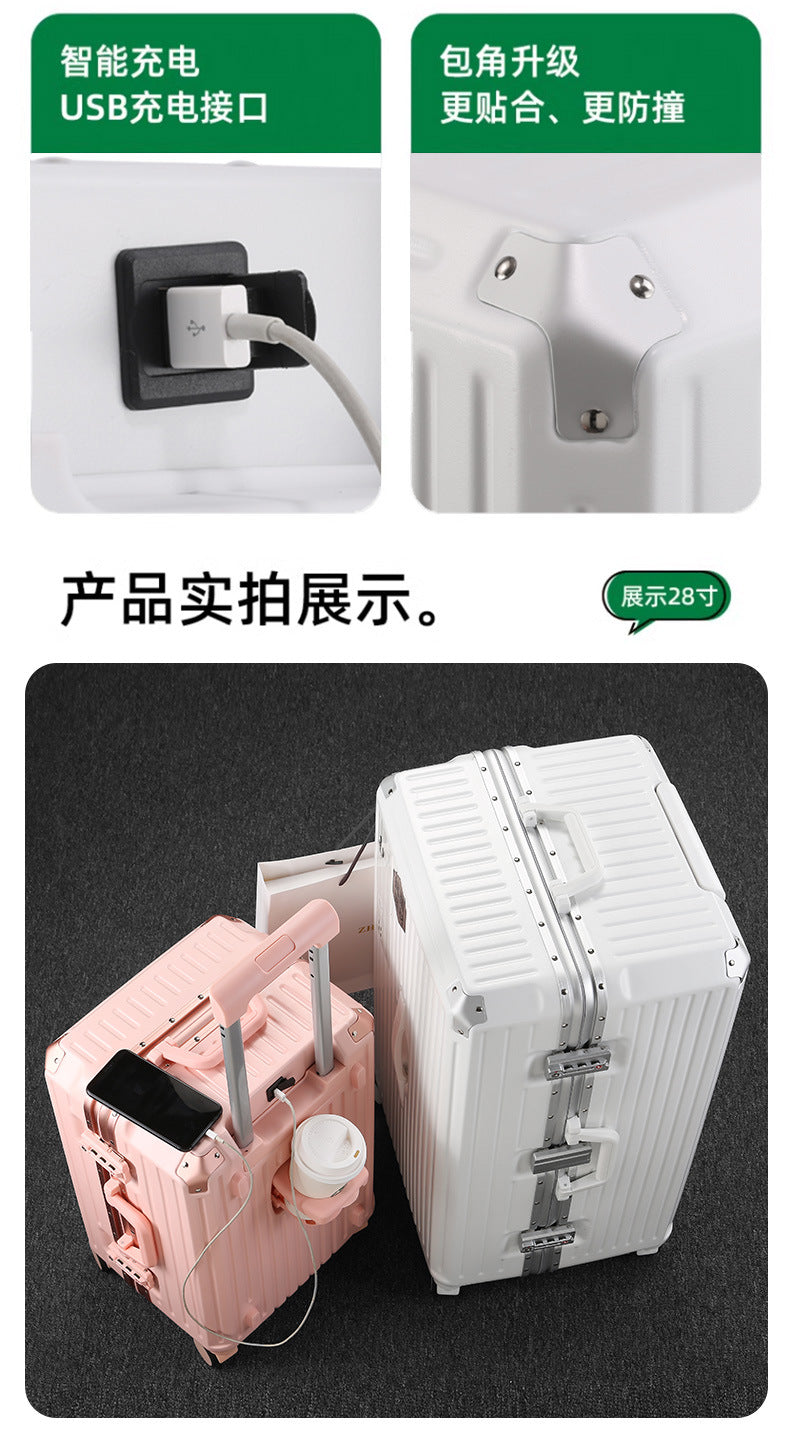 Aluminum Frame Thickened Suitcase for Women with Extra Large Capacity28Travel Abroad Password Lock Suitcase24Inch Trolley Case26Male