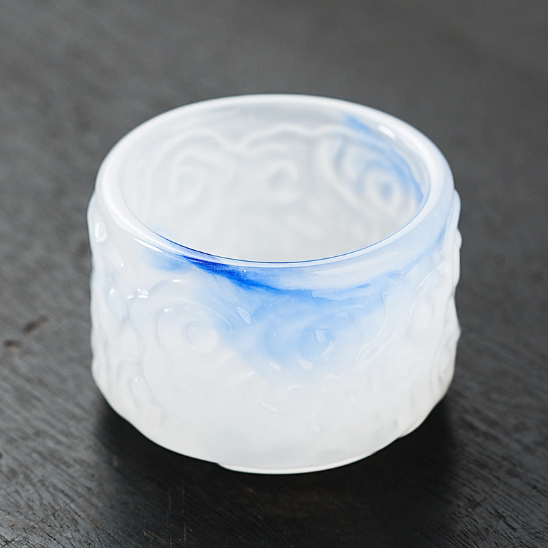 2024New High-End Glazed Cloud Pattern Tea Cup Set Single Master Cup Kung Fu Tea Cup Business Gift for Gifting