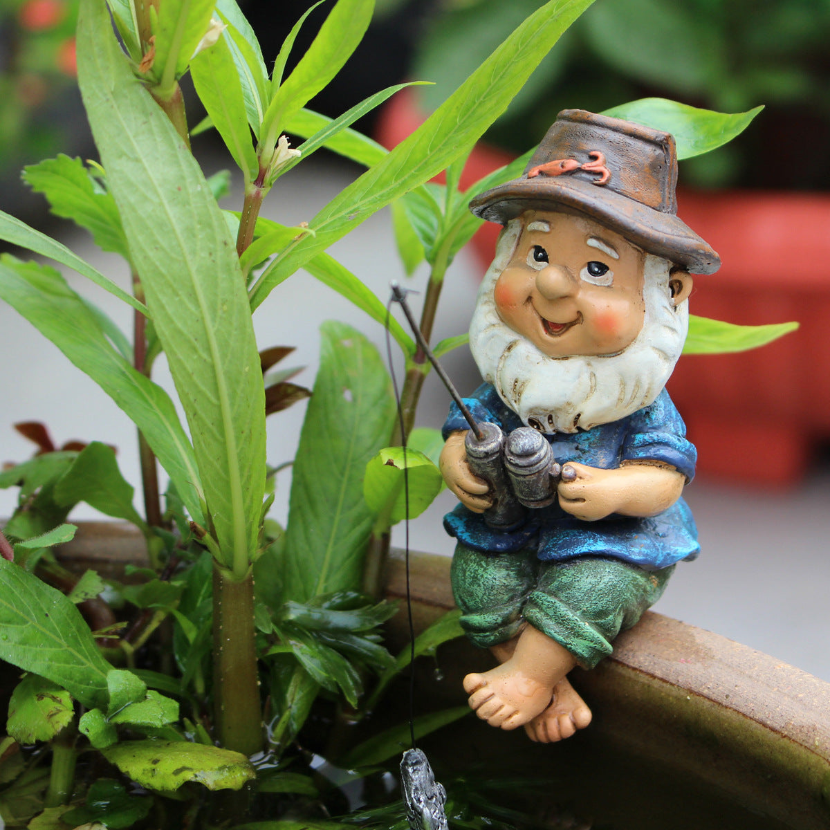 Cross-Border Resin Fishing Dwarf Figurine Garden Rockery Pond Landscape Decoration Accessories Creative Outdoor Courtyard Decor