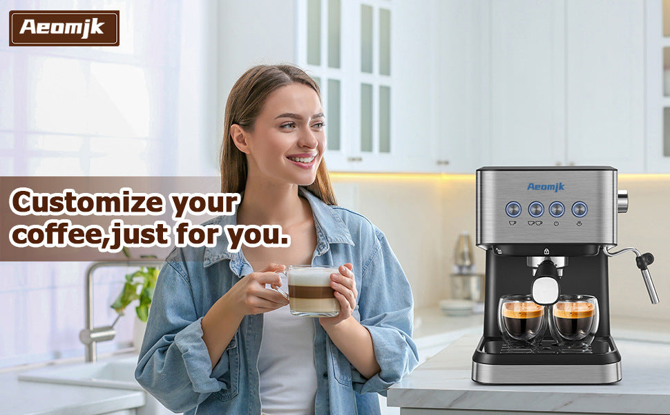 Cross-Border coffee machine Italian Semi-Automatic Coffee Machine Espresso High-Pressure Extraction Milk Frother Coffee Machine