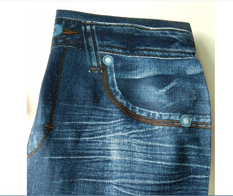 Yiwu Factory 3Color8Code tv Women's Imitation Denim Leggings Spring and Autumn High Waist Outer Wear One-piece Pants  Cross-border Women's Pants