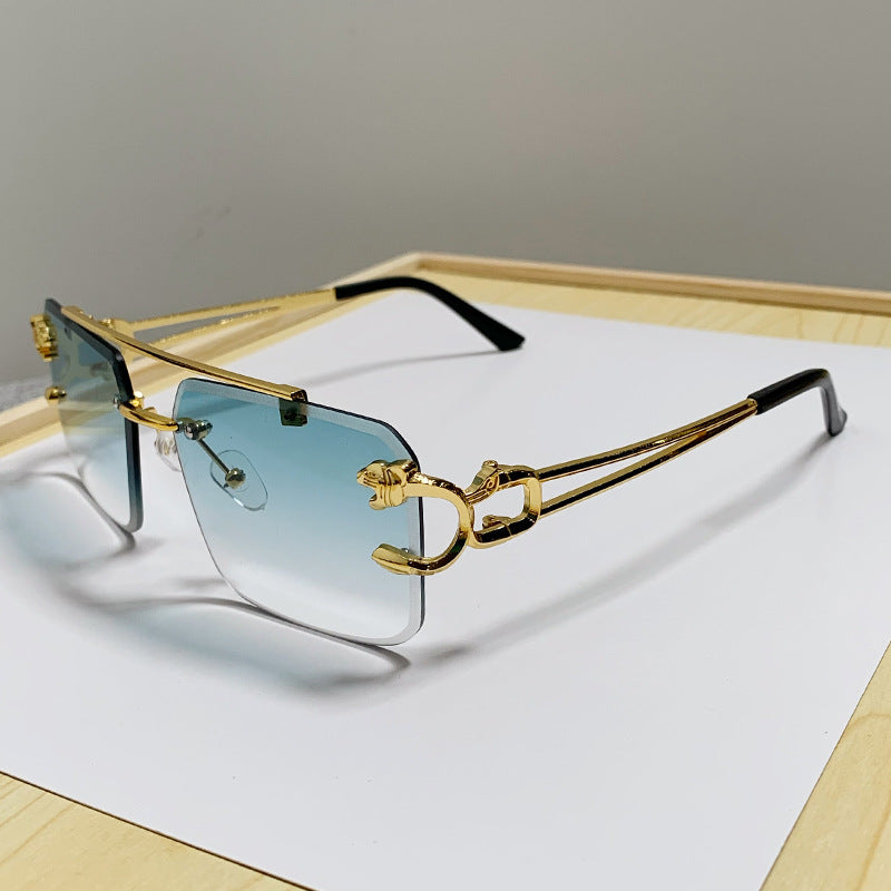European and American Cross-Border Hot-Selling Double-Beam Edge-Cut Sunglasses for Men Wholesale Trendy Personality Sunglasses for Women sunglasses