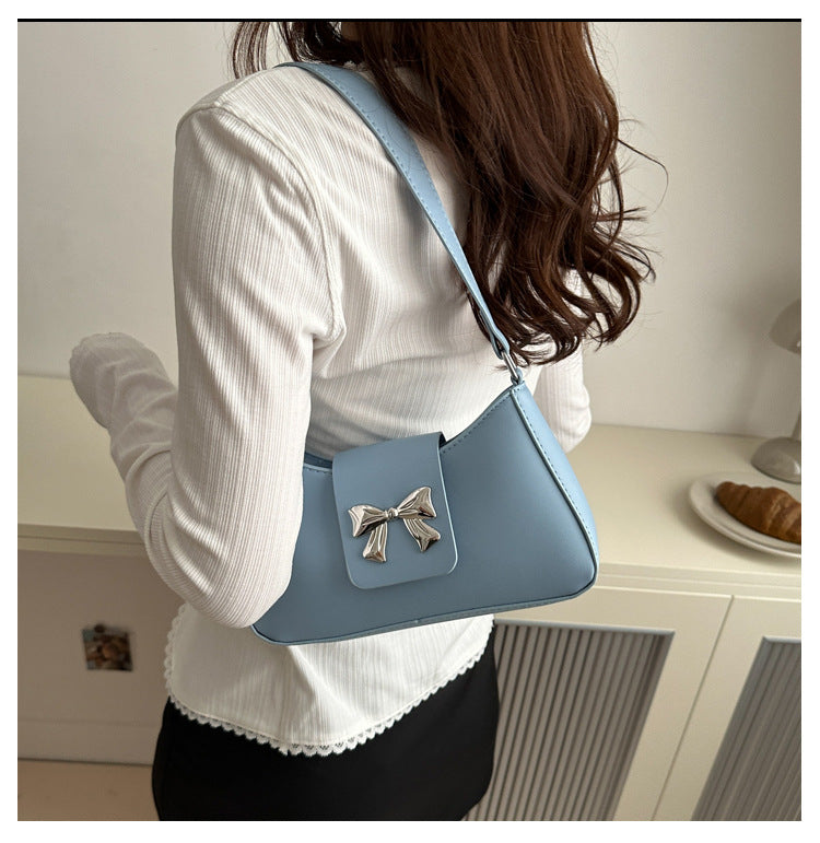 Korean Style Versatile Bag for Women2025Spring New Trendy Fashionable Single Shoulder Bag with Bowknot ins Underarm bag