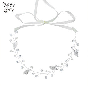 European and American Bride Accessories Wedding Dress Hairband Handmade Pearl Mesh Hair Press Headpiece Exotic Style Accessories Headband