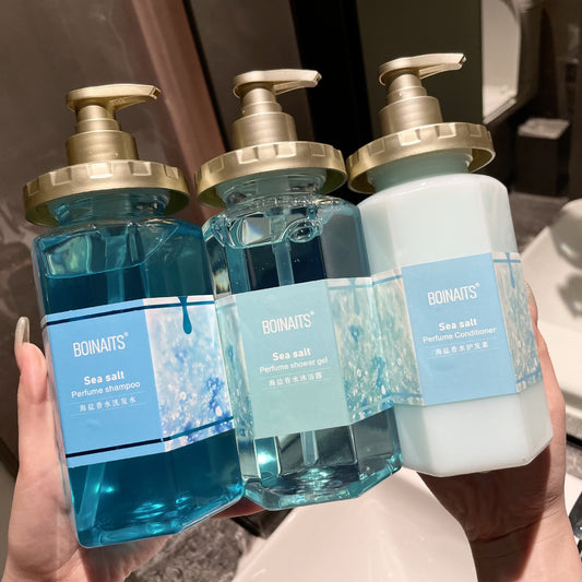 Sea Salt Perfume Wash and Care Three-piece Set Refreshing Oil Control Anti-dandruff Anti-itch Shampoo Conditioner Shower Gel Set