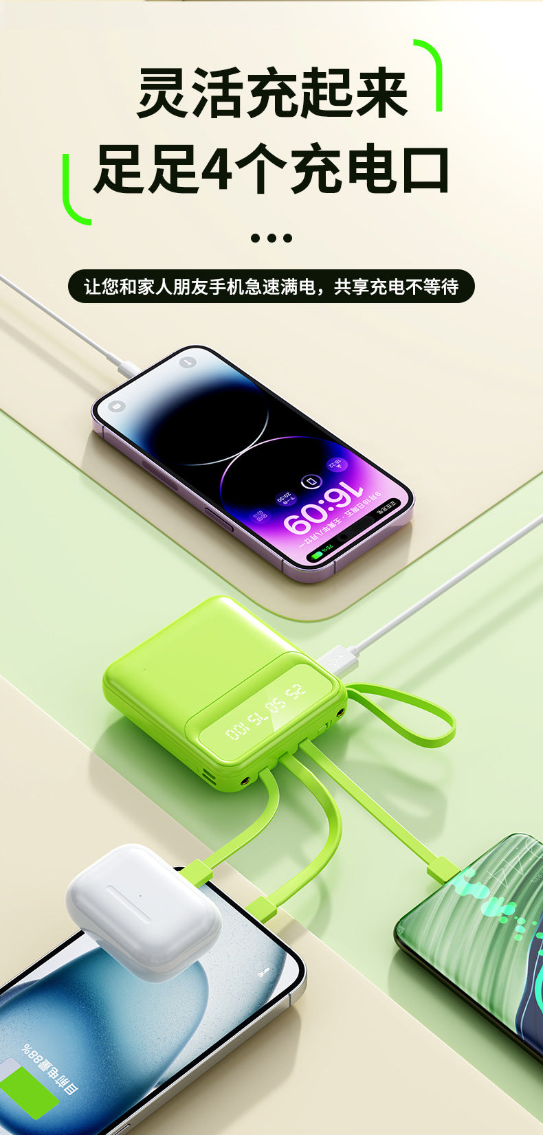 Cross-border wholesale mini power bank3c Authentication20000mAh Large Capacity Power Bank Gift Printing logo