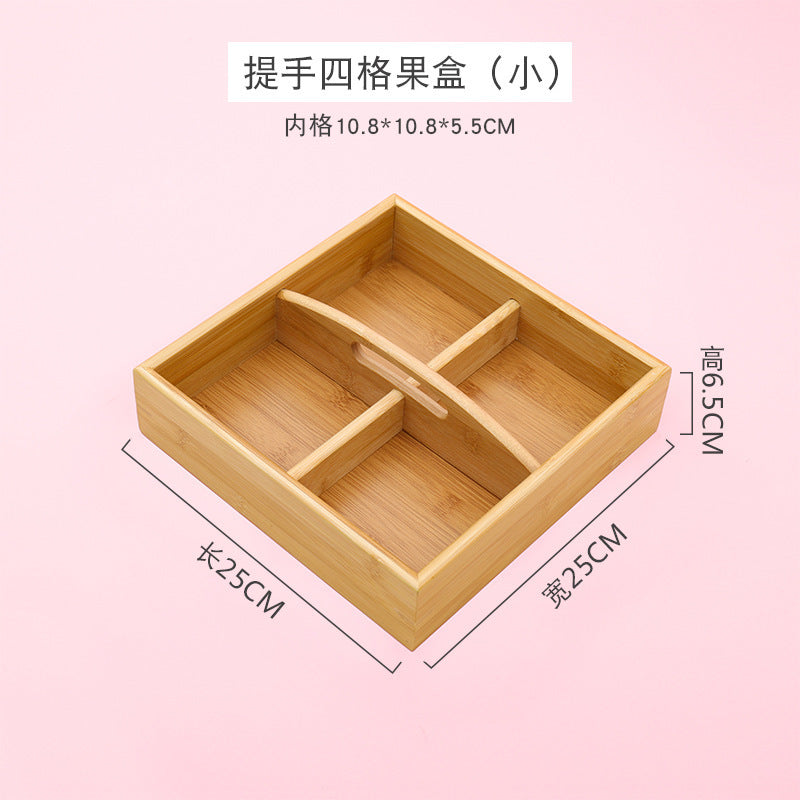 New Style Tea Brewing Tray with Four, Six, and Nine Grids for Fruit and Snacks, Bamboo Wooden Tray for Dried Fruits