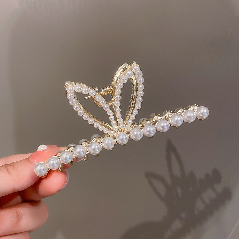 Pearl Large Star Clip Hair Clip Korea ins Fashionable Light Luxury Shark Clip Hair Claw Back of Head Side Hair Accessory for Women