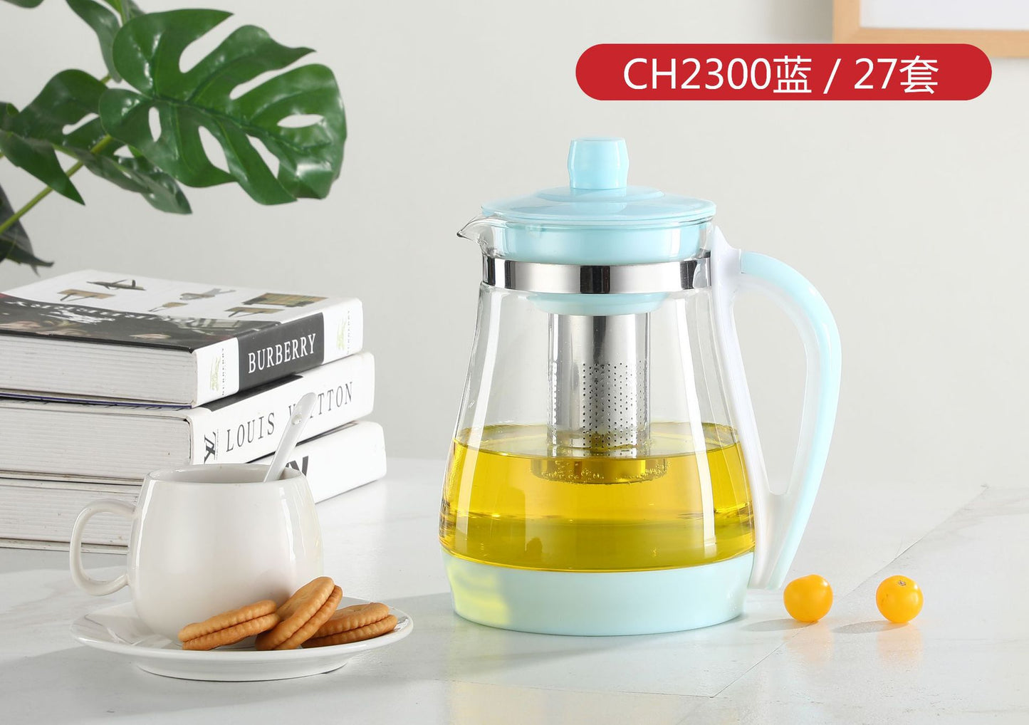 Large Capacity Glass Teapot Kung Fu Tea Brewing Pot Household Kettle Single Pot Heat Resistant Filter Tea Maker Flower Tea Tea Set