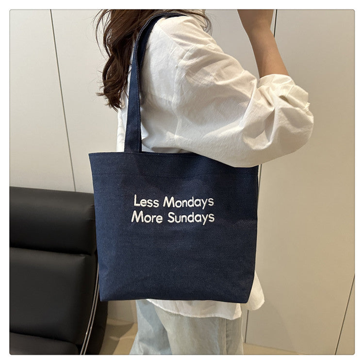 Vintage American Style Canvas Bag ins Large Capacity Student Commuter Artistic Single Shoulder Bag for Class Tote Bag for Women
