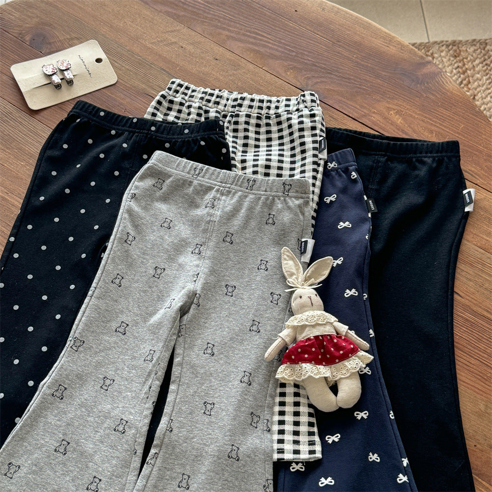 Sweet Little Girl Flared Pants Stylish Spring and Autumn New Baby Outerwear Leggings Korean Version Infant Children's Casual Long Pants