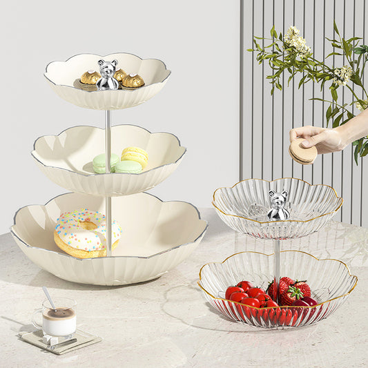 Multi-layer Fruit Plate High-end Luxury Style Home Living Room Snacks Nuts Candy Dried Fruits Fruit Plate Tea Pastry Dessert Plate