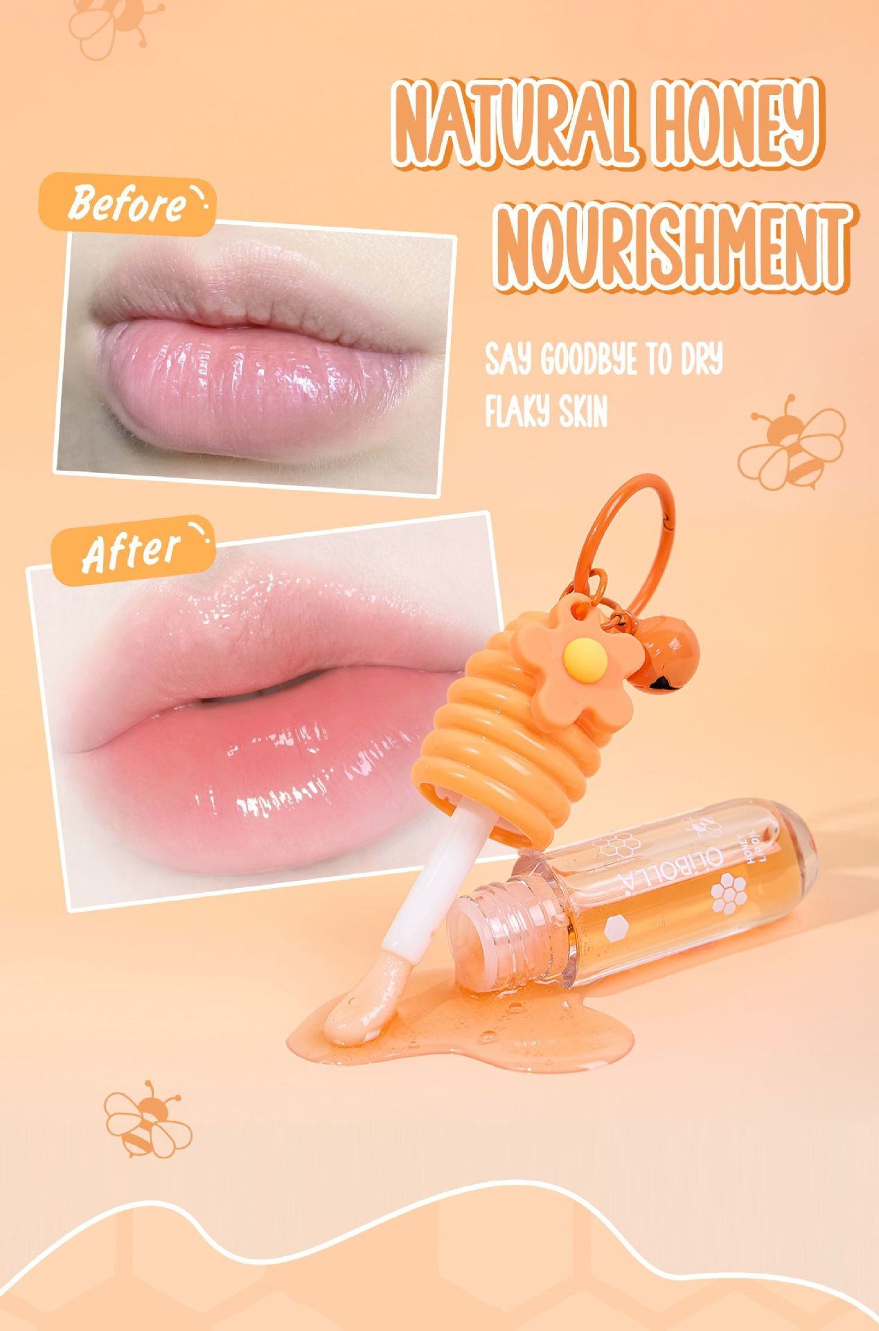 Cross-Border Makeup OLIBOLLA Hydrating Lip Oil Non-Stick Cup Long-Lasting Moisturizing Plumping Lip Gloss Wholesale Honey