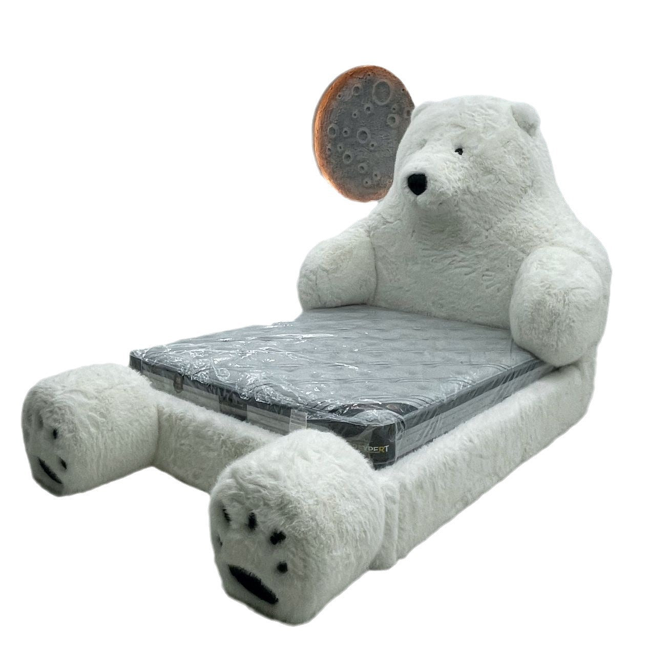Internet Celebrity Creative Large Two-Dimensional Animal Polar Bear Monster Bed Genuine Leather Fabric Plush Light Luxury Minimalist Cream Bed