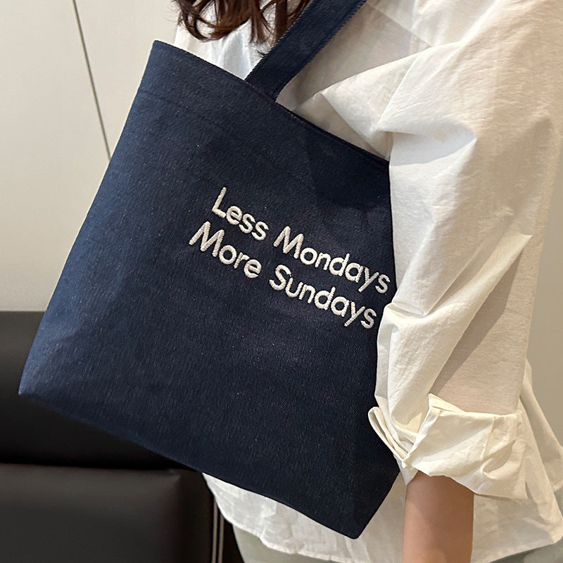Vintage American Style Canvas Bag ins Large Capacity Student Commuter Artistic Single Shoulder Bag for Class Tote Bag for Women