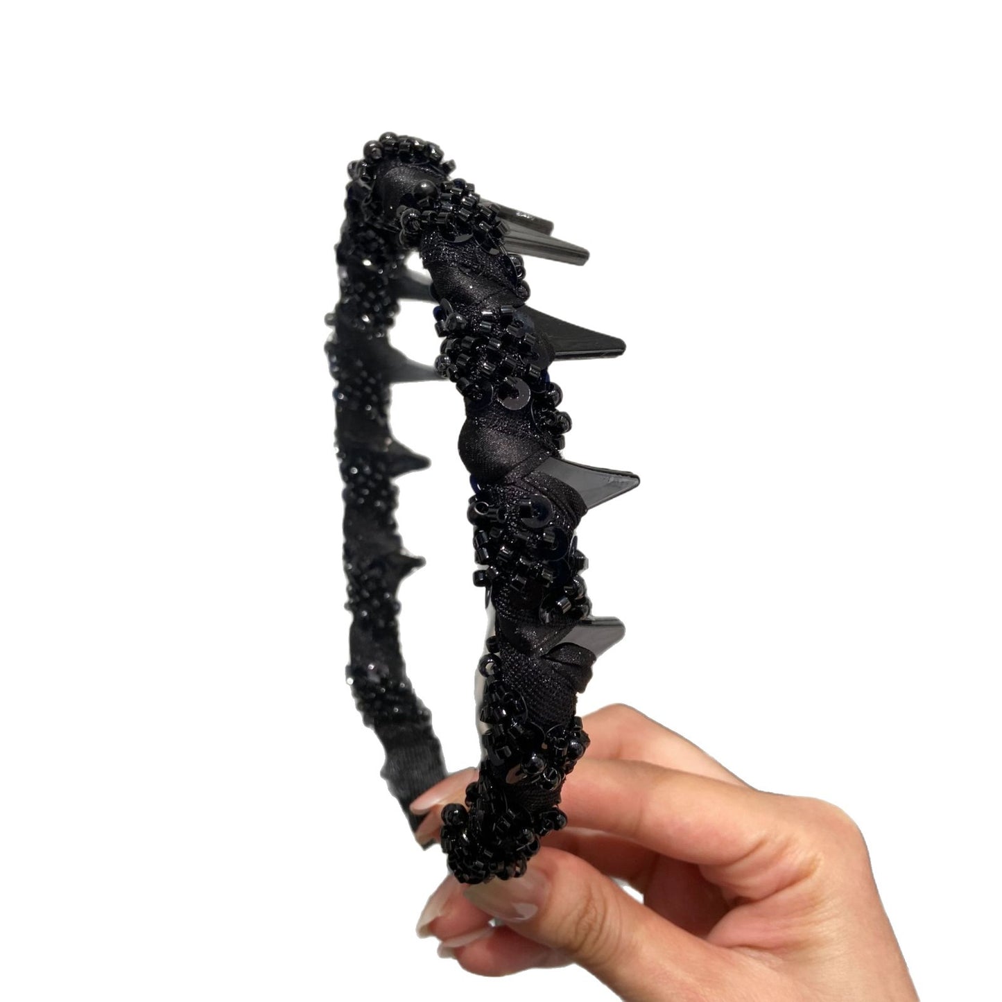E4047Crystal Sequin Wave Hairband Light Luxury Non-Slip Fluffy Elegant Toothed Comb Anti-Slip Design Hairband