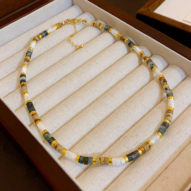 Baroque Freshwater Pearl Necklace Simple Elegant Colorful Beaded Collarbone Chain Niche Light Luxury High-End Sense Necklace for Women