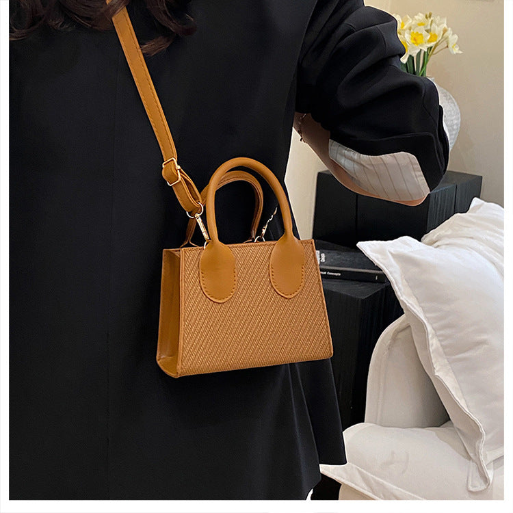 Korean Style Simple Crossbody Personality Small Square Bag2024Summer new style casual stylish single-shoulder bag corduroy handbag