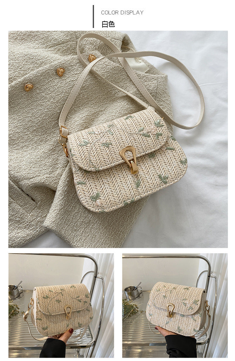 This year's trendy fashion straw woven small bag for women in summer2024New Trendy Versatile Lace Woven Single Shoulder Crossbody Bag for Women