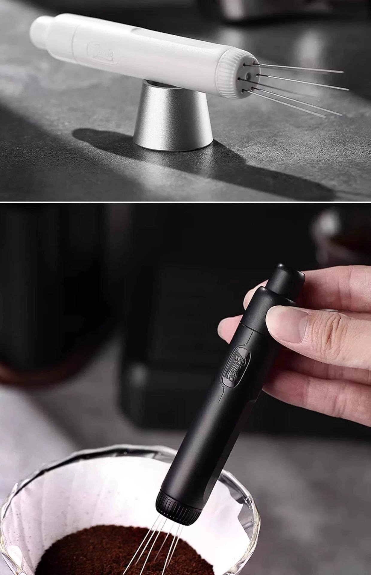 Bincoo Telescopic Magnetic Stainless Steel Powder Needle Coffee Powder Needle Evenly Stirring and Breaking Clumps Black