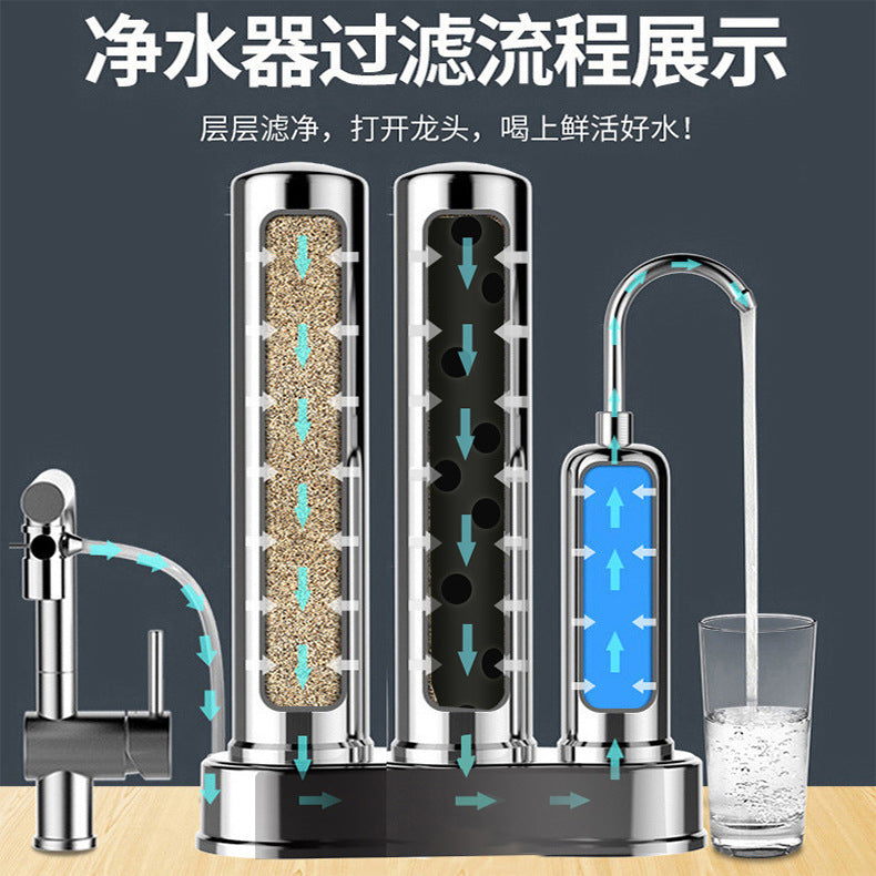 Yikai Steve Household Kitchen Filter Stainless Steel Countertop Direct Drinking Water Purifier Faucet Filter