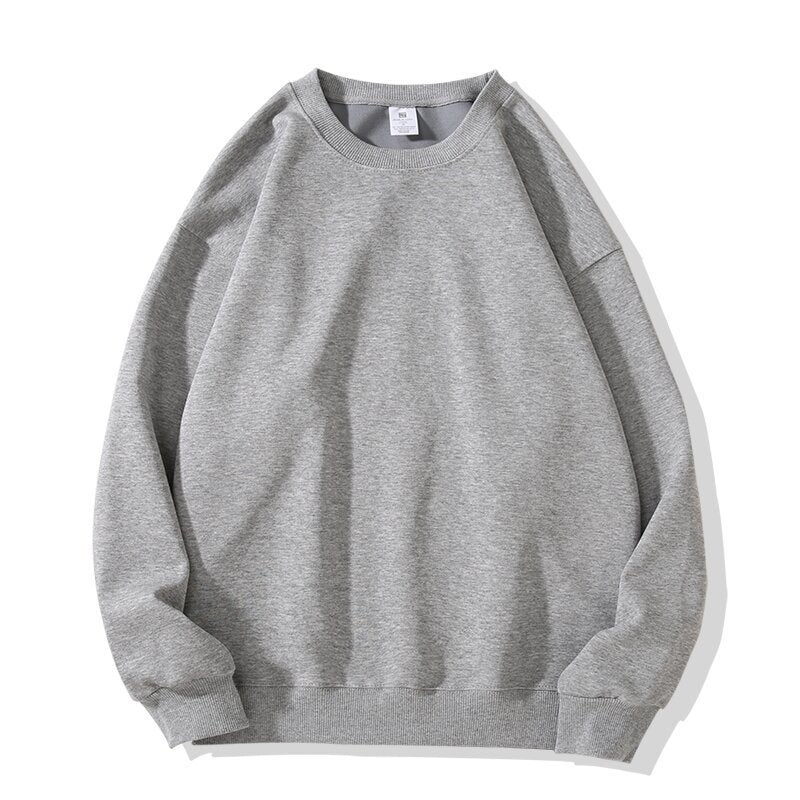 2025New Korean Style Round Neck Sweatshirt for Women, College Style Loose Fit, Best Friend Outfit, Solid Color Simple Top, Couple Matching Style