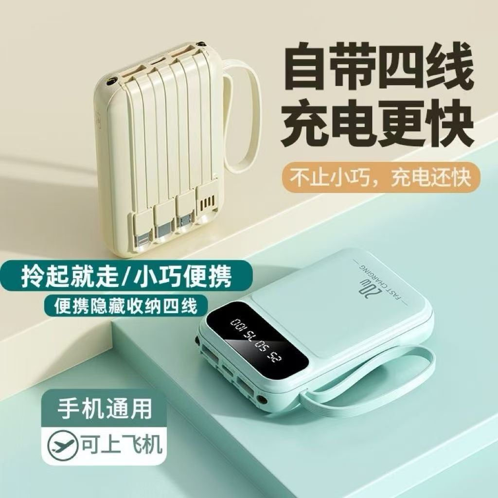 3C Certified Power Bank with Cable20000mAh large capacity portable power bank suitable for airplane use LOGO Customization