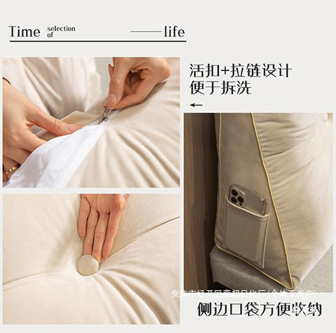 Triangular Bed Headrest Pillow Bed Cushion Double Backrest Soft Pack Waist Support Sofa Bedroom Plush Removable Washable Tatami