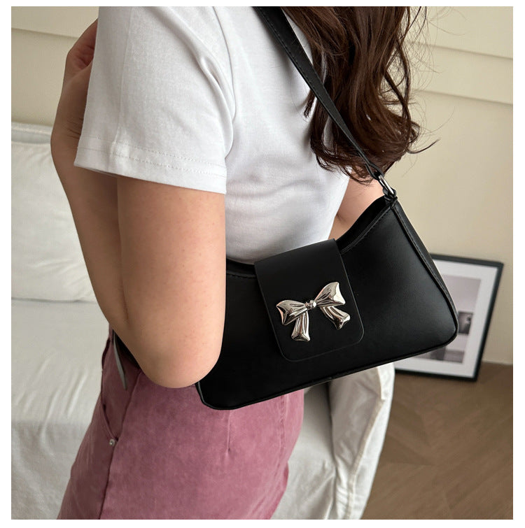 Korean Style Versatile Bag for Women2025Spring New Trendy Fashionable Single Shoulder Bag with Bowknot ins Underarm bag