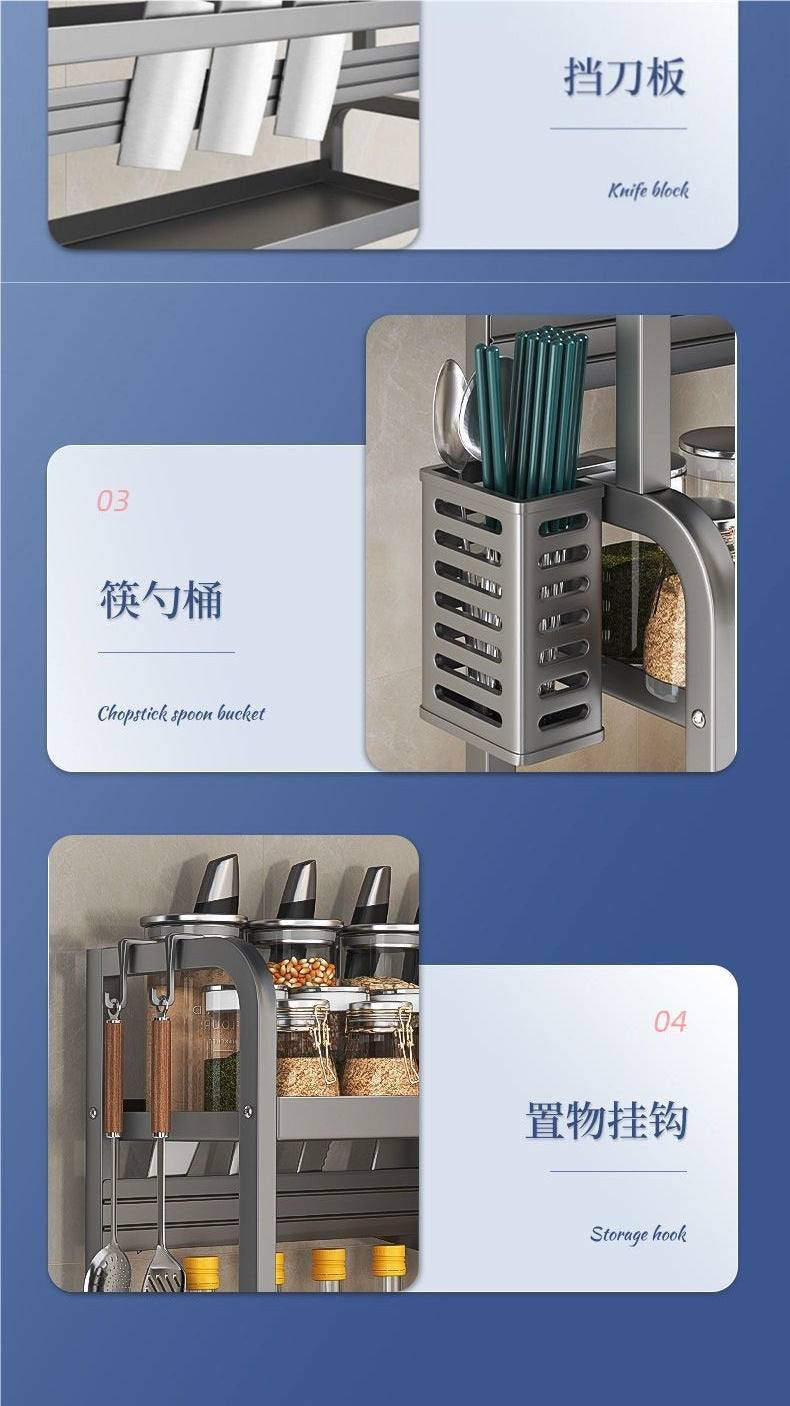 Kitchen Spice Rack Knife Holder Countertop Multifunctional Seasoning Kitchenware Storage Rack Multi-layer Stainless Steel Wholesale