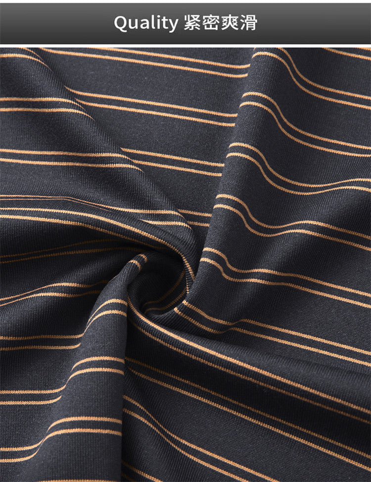 Autumn Men's Long Sleeve Cotton t Shirt for Middle-aged Dad Autumn Outfit with Turn-down Collar and Stripes POLO Base Layer Shirt T Grandpa's clothes