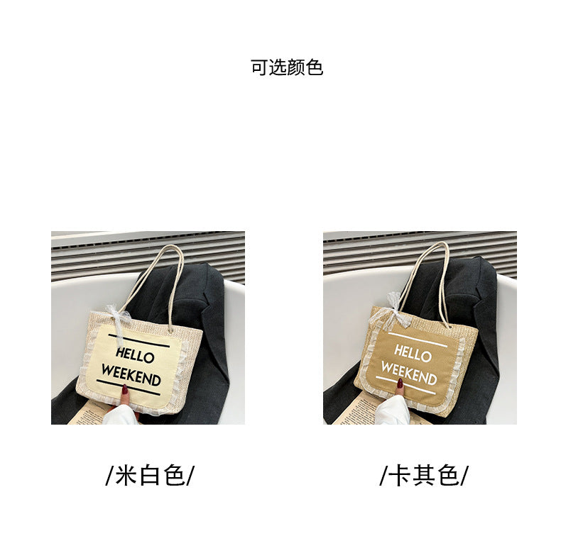 2025Large Capacity Elegant Korean Style Bag for Women Linen Canvas Bag Fashionable Eco-friendly Shopping Bag Single Shoulder Casual Handbag
