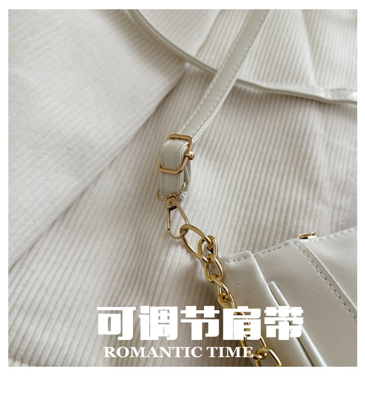 French Design Glossy Women2025Summer New Trendy Fashionable Elegant Single Shoulder Underarm Handbag for Women