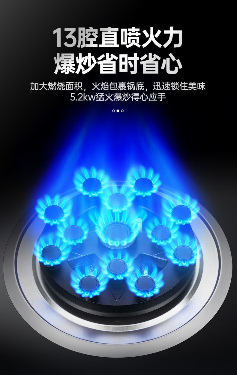 Gas Stove Single Burner Household High Heat Energy-Saving Stove Built-in Countertop Dual-Use Timer Gas Stove Tempered Glass