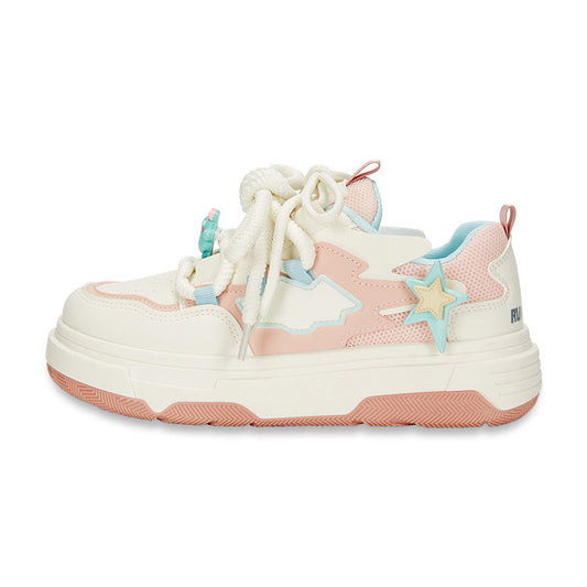 Fresh Bread Shoes Trendy Color Block Elegant Versatile Eye-catching Thick Sole Height-increasing Non-slip Wear-resistant Balanced Low-top Sneakers
