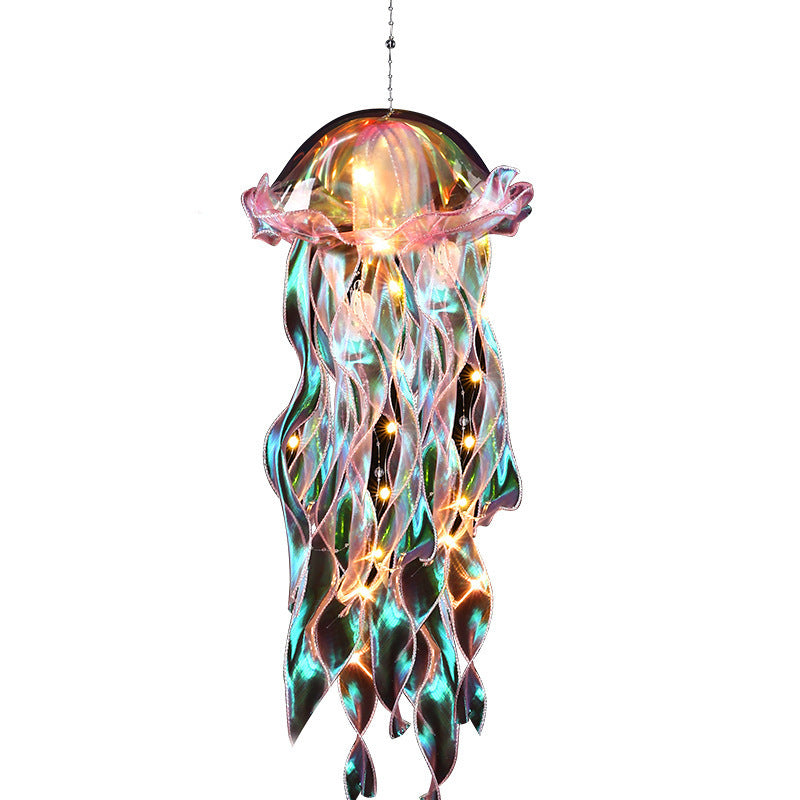 New Handheld Glowing Jellyfish Lantern with Colorful Streamers, Flashing Night Light for Children, Street Stall Night Market Octopus Light Toy