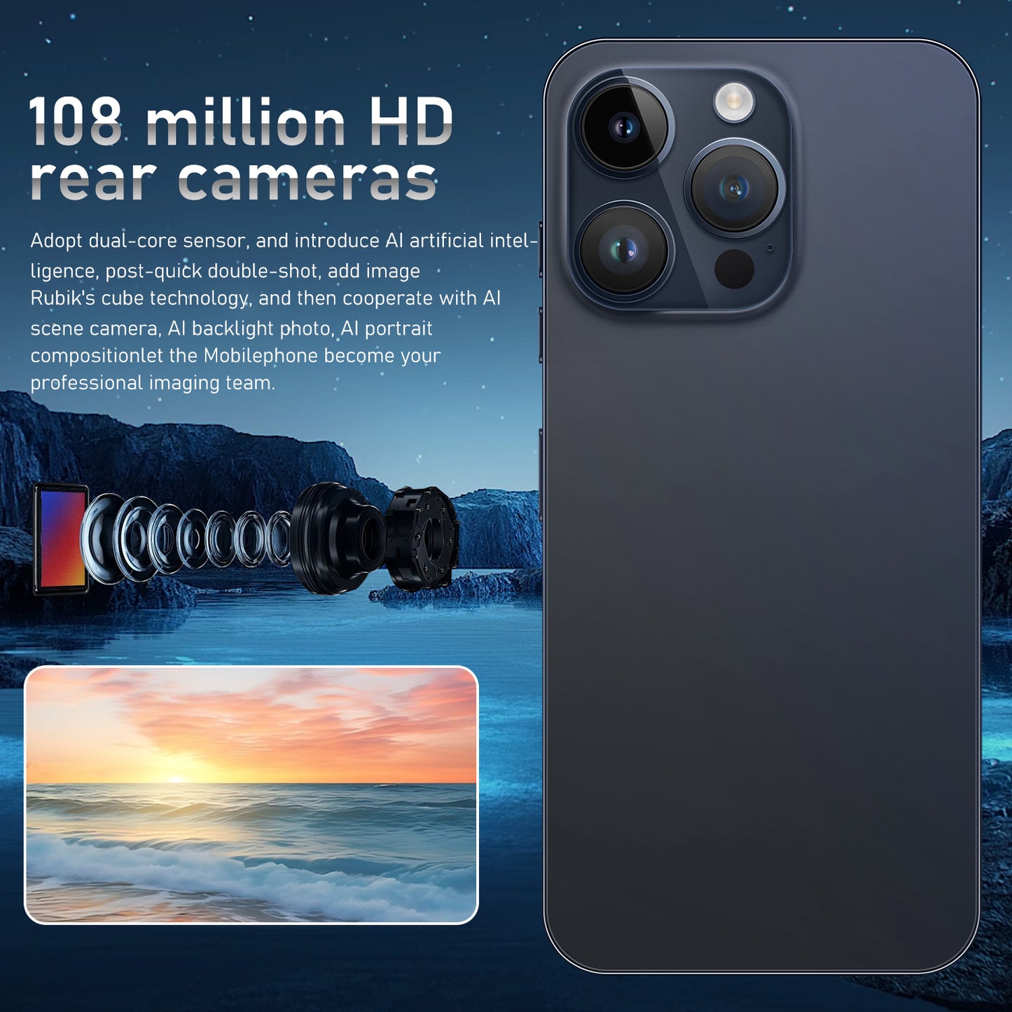 Hot Sale I16 Pro Max Cross-border Mobile Phones16+1T Truly Smart Island7.3Inch Android8.1Meikeduo OZON Batch