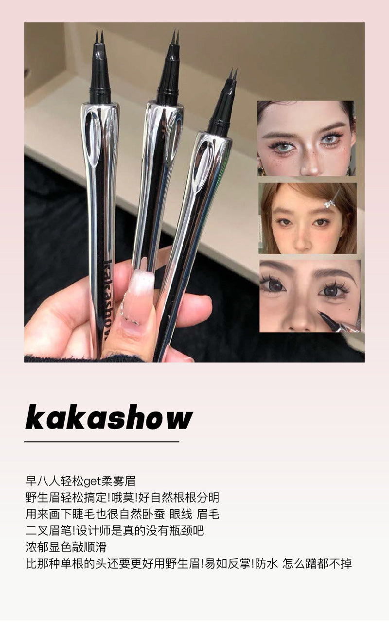 kakashow Two-Pronged Eyebrow Pencil with Fluorescent Hair, Distinct Wild Eyebrows, Waterproof and Sweatproof, Natural Look C479