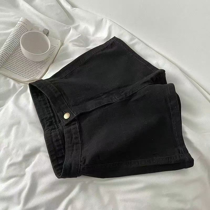 American style dark blue denim shorts for women2025Summer New High-Waisted Slimming Hot Girl Bodycon Dress a Rolled Hem Shorts