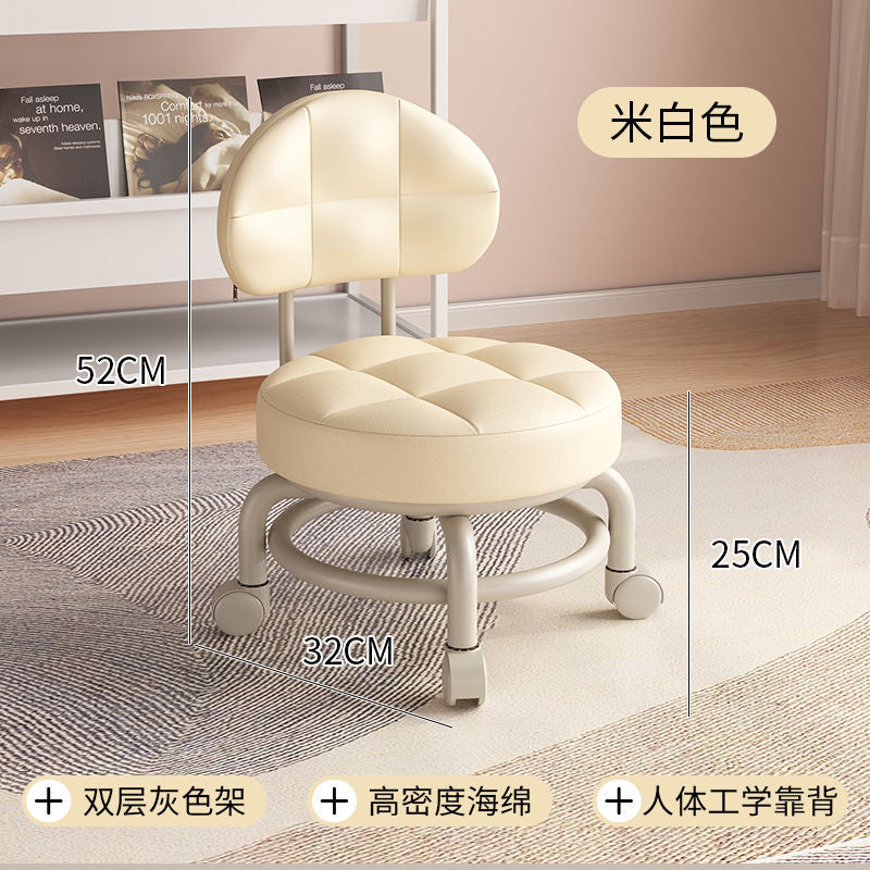 Universal Wheel Small Stool with Wheels, Low Stool for Home, Shoe Changing Stool, Living Room Children's Round Stool with Wheels, Silent Wheels